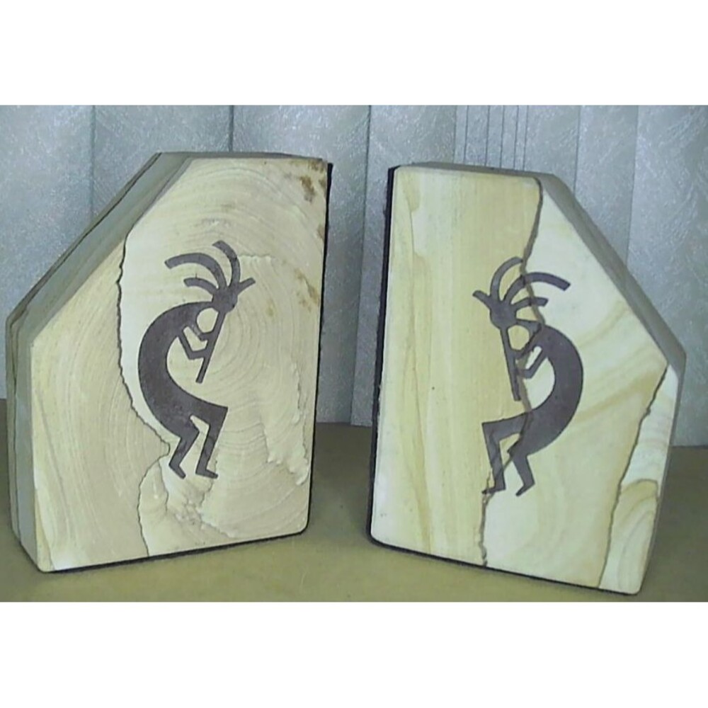 Sandstone Engraved Kokopelli Bookends 4.5x1.75x6